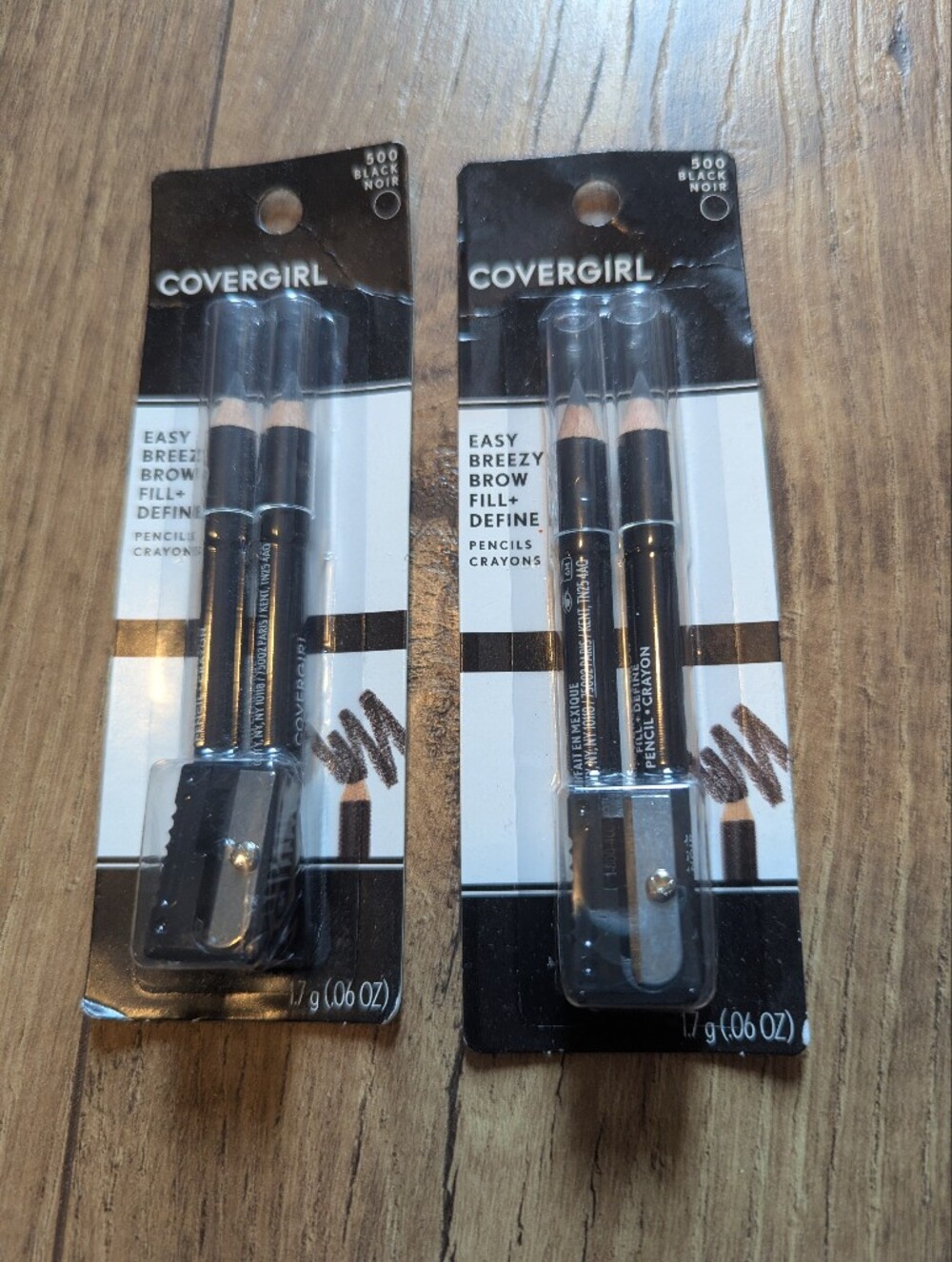 2 New COVERGIRL Easy Breezy Brow Fill + Define Pencils in Black (2-Pack)